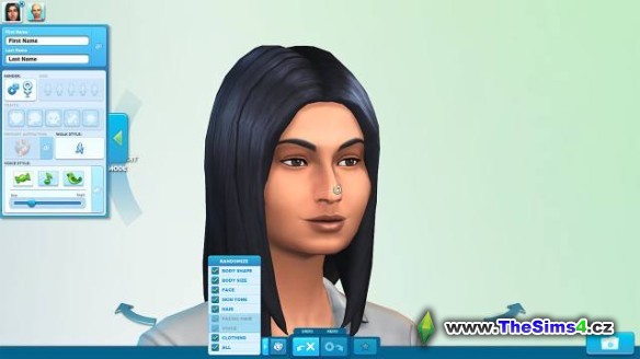Bruneta v The Sims 4 editoru simíků